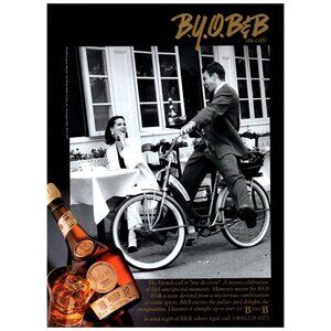 1993 B&B Licqueur Vintage Print Ad Couple Street Cafe Bicycle 90s Wall Art